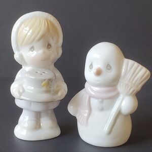 Vintage 1994 Precious Moments "Girl Making Snowman" Salt and Pepper Shakers